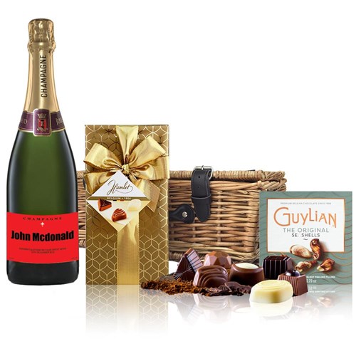 Personalised Champagne - Red Label And Chocolates Hamper